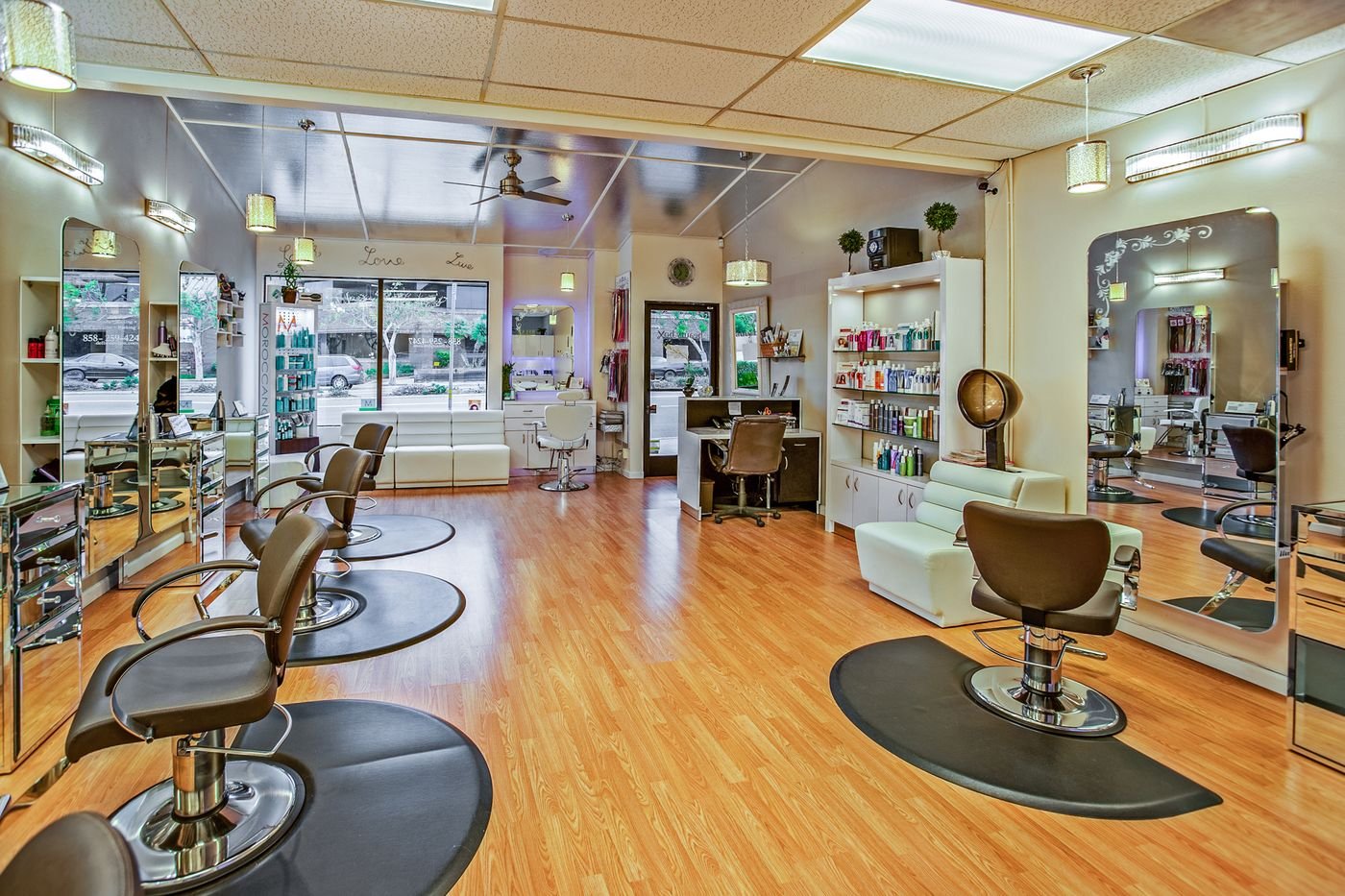 Cozy salon suite filled with natural light